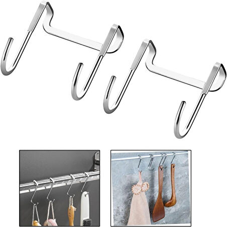 Microcase Paslanmaz Çelik Metal Banyo Duşakabin Mutfak vb Alanlar için Askılık S Model - SİYAH AL4837  2 Adet