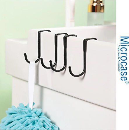 Microcase Paslanmaz Çelik Metal Banyo Duşakabin Mutfak vb Alanlar için Askılık S Model - SİYAH AL4837  2 Adet
