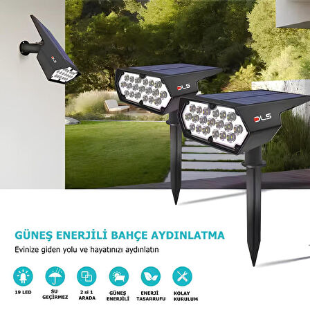 Güneş Enerjili 25 Watt Beyaz Işık Çim, Çiçek, Bahçe, Ağaç Solar Aydınlatma Armatürü