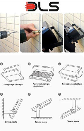 100 Güneş Enerjili Projektör Bahçe Aydınlatma Solar LED DLS