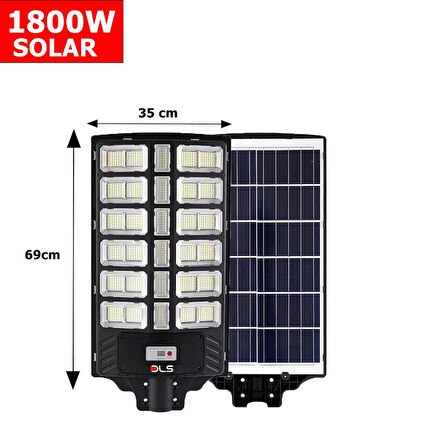 DLS 1800w Solar Güneş Enerjili Profesyonel Led Bahçe Aydınlatması Hareket Sensörlü 936 Ledli