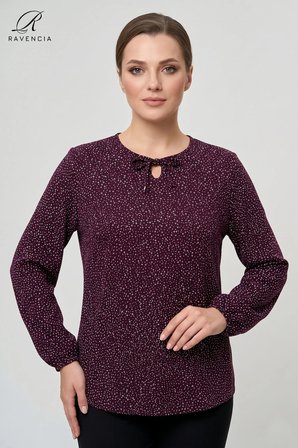 Kadın Bordo Büyük Beden Yıldız Desenli Bisiklet Yaka Bağcık Likralı Viskon Anne Penye Bluz