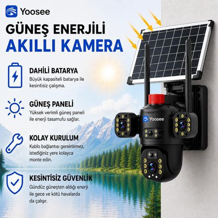Uninet 8MP Çift Lensli 4G Solar Güvenlik Kamerası PTZ Dış Mekan IP Kamera