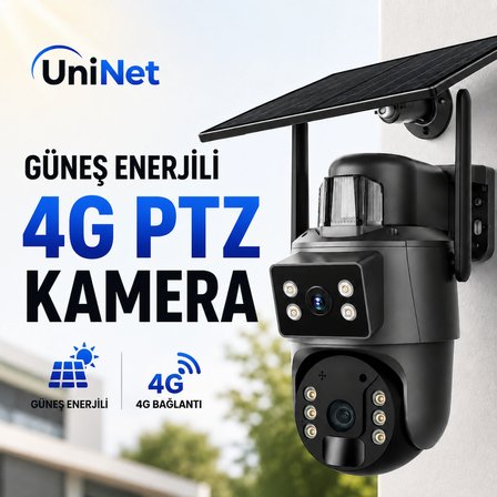 Uninet YS-10Solar 8 MP Güvenlik Kamerası 4G Sim Kartlı Çift Lensli Dış Mekan
