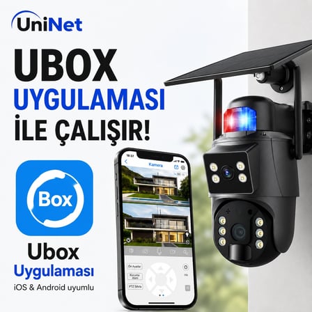 Uninet YS-10Solar 8 MP Güvenlik Kamerası 4G Sim Kartlı Çift Lensli Dış Mekan