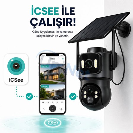 Uninet Wifi Solar Güvenlik Kamerası – Güneş Panelli, Gece Görüşlü, Hareket Algılamalı, Çift Yönlü Ses Özellikli