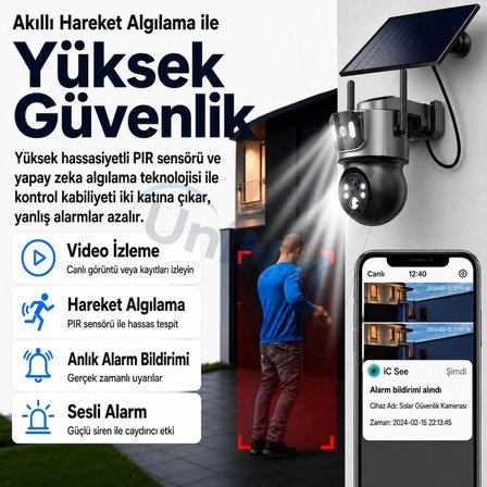 Uninet Wifi Solar Güvenlik Kamerası – Güneş Panelli, Gece Görüşlü, Hareket Algılamalı, Çift Yönlü Ses Özellikli