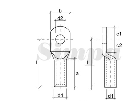 Simpa SKP-E/095-M12/SD Ekonomik Tip Kablo Pabucu Standart Delik 95mm2 M12 - 60 adet 