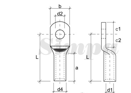 Simpa SKP-A/185-M12/SD Açık Tip Kablo Pabucu Standart Delik 180mm2 M12 - 20 Adet 