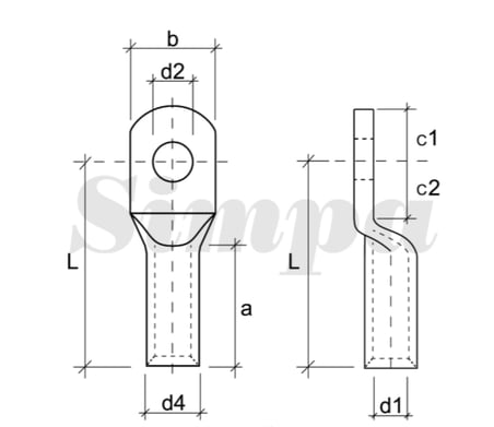 Simpa SKP-S/150-M08 Standart Tip Kablo Pabucu Özel Delik 150mm2 M8 - 30 Adet 