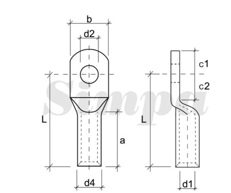 Simpa SKP-D/120-M16 Kablo Pabucu DIN normu Özel Delik 120mm2 M16 - 30 adet 