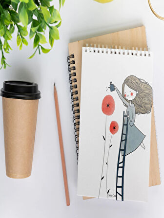 Girl Kareli Notepad 08 Günlük Planlayıcı, Defter, To Do List, Not Defteri, Ajanda