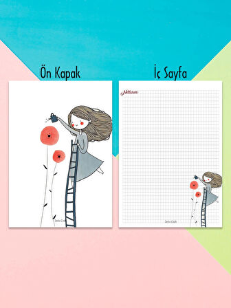 Girl Kareli Notepad 08 Günlük Planlayıcı, Defter, To Do List, Not Defteri, Ajanda