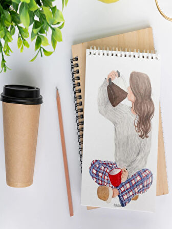 Girl Çizgisiz Notepad 12 Günlük Planlayıcı, Defter, To Do List, Not Defteri, Ajanda