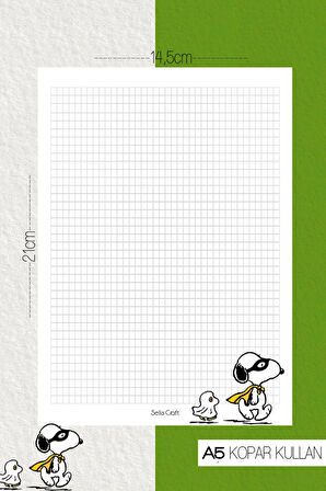 Snoopy Desenli Kareli Notepad 02 Günlük Planlayıcı, Defter, To Do List, Not Defteri, Ajanda