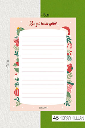 Yeni Yıl Çizgili Notepad 06 Günlük Planlayıcı, Defter, To Do List, Not Defteri, Ajanda