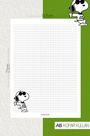 Snoopy Desenli Kareli Notepad 07 Günlük Planlayıcı, Defter, To Do List, Not Defteri, Ajanda