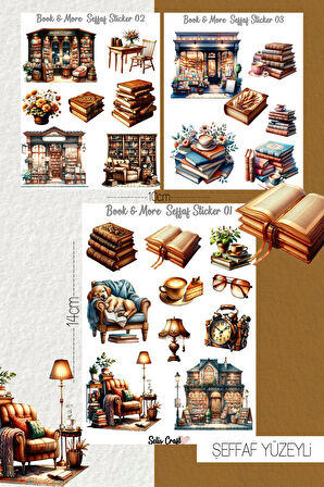 Book & More Şeffaf Sticker Seti 01-02-03 Ajanda Planlayıcı Bullet Journal Için Uygundur