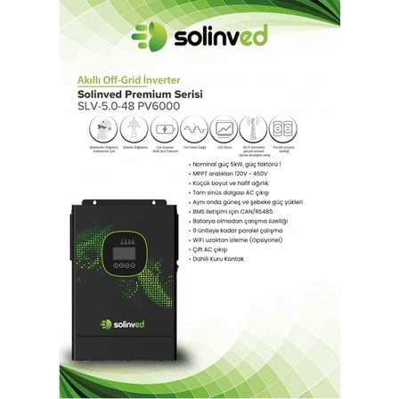 Solinved 5 kW 48V 5000W Gordion Serisi MPPT Off-Grid Invertör