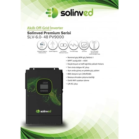 Solinved 6.5 kW 48 V Gordion Premium Serisi Mptt Off-Grid İnverter