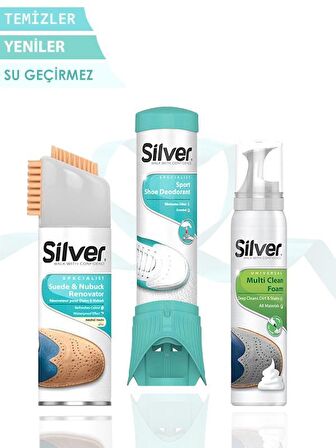 Süet Bakım Seti-Natural Süet Nubuk Yenileyici Su Geçirmez Boya+ Deodorant+ Temizleme Köpüğü 