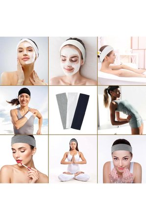 Salvia Dione 3' Lü Spor Kadın Erkek Saç Bandı Seti - Pamuk Yazlık İnce Sıkmayan Bandana - Kadın & Erkek Yoga Pilates Bisiklet Saç Bandı Taç - Kadın Günlük Moda Yüz Yıkama Makyaj Kakül Perçem Engelleyici Saç Bandı Bandana Seti İndigo Melanj