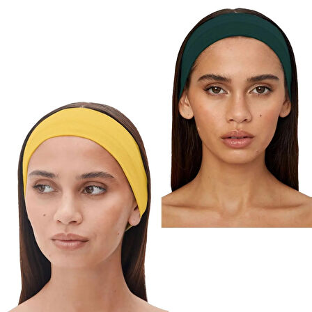 Salvia Dione 2Li Spor Kadın Erkek Taç Saç Bantları Pamuk Yazlık İnce Sıkmayan Bandana - Kadın & Erkek Koşu Fitness Yoga Pilates Bisiklet Saç Bandı Taç Kadın Günlük Moda Yüz Yıkama Makyaj Kakül Perçem Engelleyici Saç Bandı Bandana Koyu Yeşil & Sarı