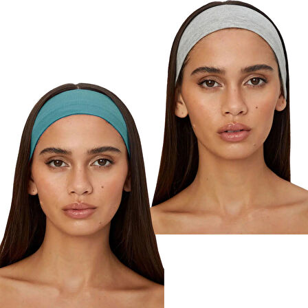 Salvia Dione 2' L i Spor Kadın Erkek Taç Saç Bantları - Pamuk Yazlık İnce Sıkmayan Bandana - Kadın & Erkek Koşu Fitness Yoga Pilates Bisiklet Saç Bandı Taç - Kadın Günlük Moda Yüz Yıkama Makyaj Kakül Perçem Engelleyici Saç Bandı Bandana Turkuaz & Gri