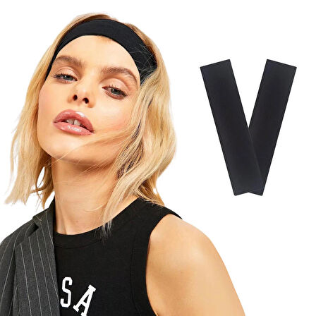 Salvia Dione 2' li Spor Kadın Erkek Saç Bandı Seti  - Elastik Kaymaz İnce Ter Emici Esnek Genç Saç Bandı Bandana - Kadın Makyaj Yüz Yıkama Koşu Fitness Yoga Pilates Bisiklet İçin Saç Bandı Taç - Kadın & Erkek Atletik Egzersiz Ter Bandı Seti Siyah