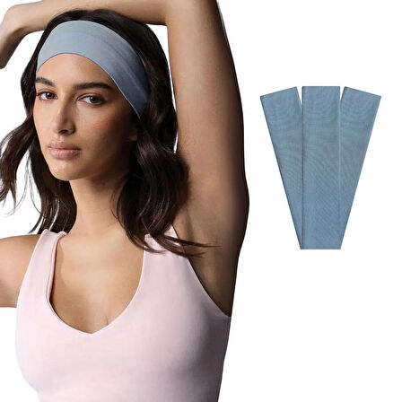 Salvia Dione 3'lü Spor Kadın Erkek Saç Bandı Seti  - Elastik Kaymaz İnce Ter Emici Esnek Genç Saç Bandı Bandana - Kadın Makyaj Yüz Yıkama Koşu Fitness Yoga Pilates Bisiklet İçin Saç Bandı Taç - Kadın & Erkek Egzersiz 3'lü Ter Bandı Seti Açık Mavi 