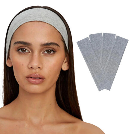 Salvia Dione 4' lü Spor Kadın Erkek Taç Saç Bantları - Pamuk Yazlık İnce Sıkmayan Bandana - Kadın & Erkek Koşu Fitness Yoga Pilates Bisiklet Saç Bandı Taç - Kadın Günlük Moda Yüz Yıkama Makyaj Kakül Perçem Engelleyici Saç Bandı Bandana Gri Melanj