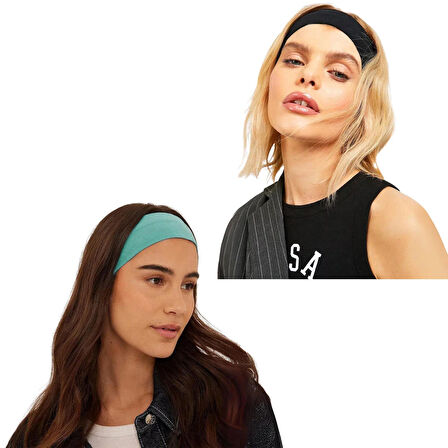 Salvia Dione 2li Spor Kadın Erkek Saç Bandı Seti Elastik Kaymaz İnce Ter Emici Esnek Genç Saç Bandı Bandana Kadın Makyaj Yüz Yıkama Koşu Fitness Yoga Pilates Bisiklet İçin Saç Bandı Taç Kadın & Erkek Egzersiz 2li Ter Bandı Seti Siyah & Turkuaz