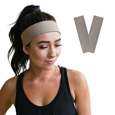 Saç Bandı 2li Spor Kadın Erkek Taç Saç Bantları Pamuk İnce Sıkmayan Bandana Kadın Erkek Koşu Fitness Yoga Pilates Bisiklet Saç Bandı Taç Kadın Günlük Moda Yüz Yıkama Makyaj Kakül Perçem Engelleyici Saç Bandı Bandana Headband Hairband Sütlü Kahve