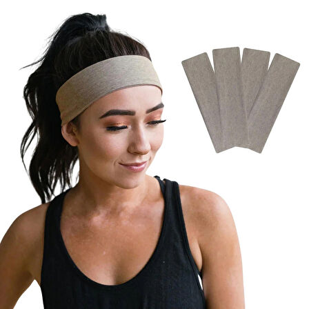 Saç Bandı 4lü Spor Kadın Erkek Taç Saç Bantları Pamuk İnce Sıkmayan Bandana Kadın Erkek Koşu Fitness Yoga Pilates Bisiklet Saç Bandı Taç Kadın Günlük Moda Yüz Yıkama Makyaj Kakül Perçem Engelleyici Saç Bandı Bandana Headband Hairband Sütlü Kahve