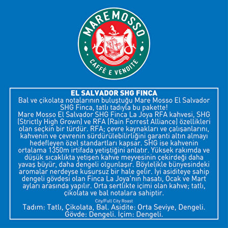 El Salvador SHG Finca Çekirdek Filtre Kahve 1 Kg.