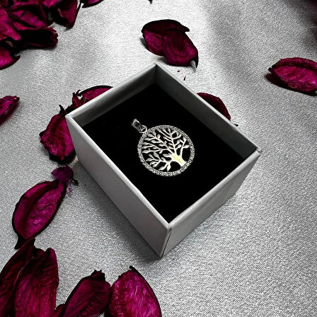 Hayat Ağacı Figürlü Kadın Kolye Ucu 925 Ayar Gümüş Zirkon Taşlı