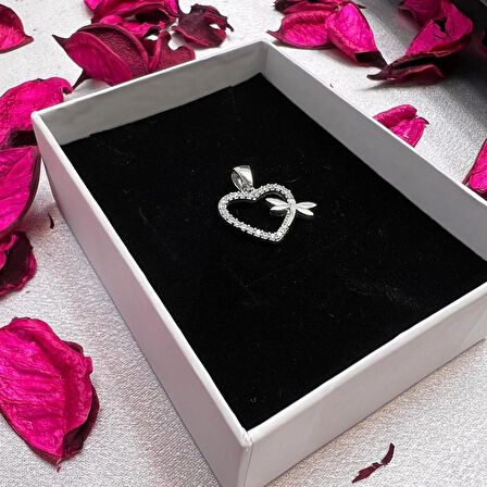 Kalp ve Yaprak Figürlü Kadın Kolye Ucu 925 Ayar Gümüş Zirkon Taşlı