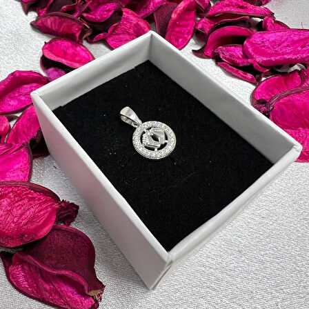 Yuvarlak Figürlü Kadın Kolye Ucu 925 Ayar Gümüş Zirkon Taşlı