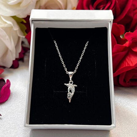 Yunus Figürlü Kadın Kolye 925 Ayar Gümüş Zirkon Taşlı