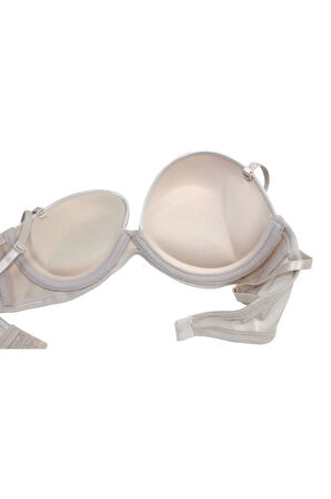 Kadın Sihirli Çift Dolgulu Straplez Sütyen Ten