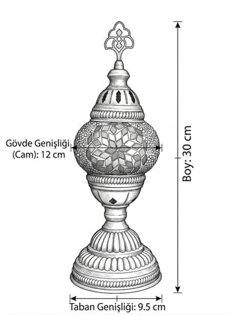 Masaüstü Otantik Osmanlı Mozaik Lamba N1 - KEHRIBAR