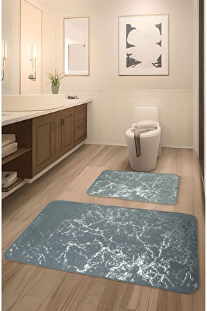 Suadiye, Tavşan Tüyü Yumuşacık,Kaymaz Taban, Emici 2'li Süper Lüks Simli Banyo Paspası