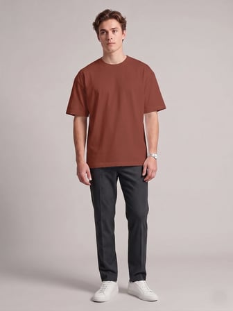 Unisex Oversize Yumuşak Dokulu Basic Bisiklet Yaka Tişört