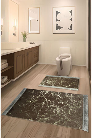 Suadiye, Tavşan Tüyü Yumuşacık,Kaymaz Taban, Emici 2'li Süper Lüks Simli Banyo Paspası