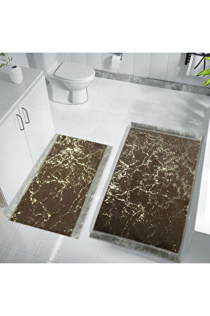 Suadiye, Tavşan Tüyü Yumuşacık,Kaymaz Taban, Emici 2'li Süper Lüks Simli Banyo Paspası