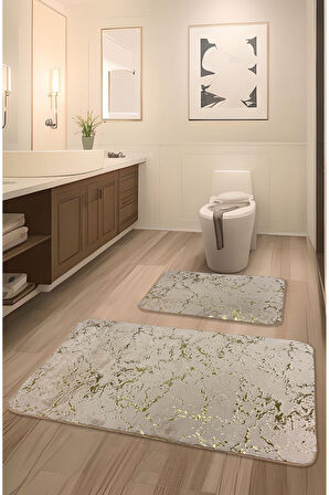 Suadiye, Tavşan Tüyü Yumuşacık,Kaymaz Taban, Emici 2'li Süper Lüks Simli Banyo Paspası