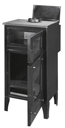Odun ve Pelet Şömine Sobası, Geniş Camlı Soba - 8 Kw, Fırınlı, Ayarlanabilir Isı Teknolojisi -SM26