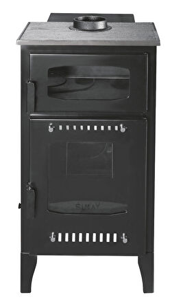 Odun ve Pelet Şömine Sobası, Geniş Camlı Soba - 8 Kw, Fırınlı, Ayarlanabilir Isı Teknolojisi -SM26