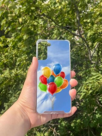 Samsung Galaxy S21 Plus Uyumlu Aynalı Balon Desenli Darbe Kamera Korumalı Silikon Telefon Kılıfı