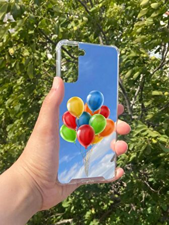 Samsung Galaxy S21 Plus Uyumlu Aynalı Balon Desenli Darbe Kamera Korumalı Silikon Telefon Kılıfı